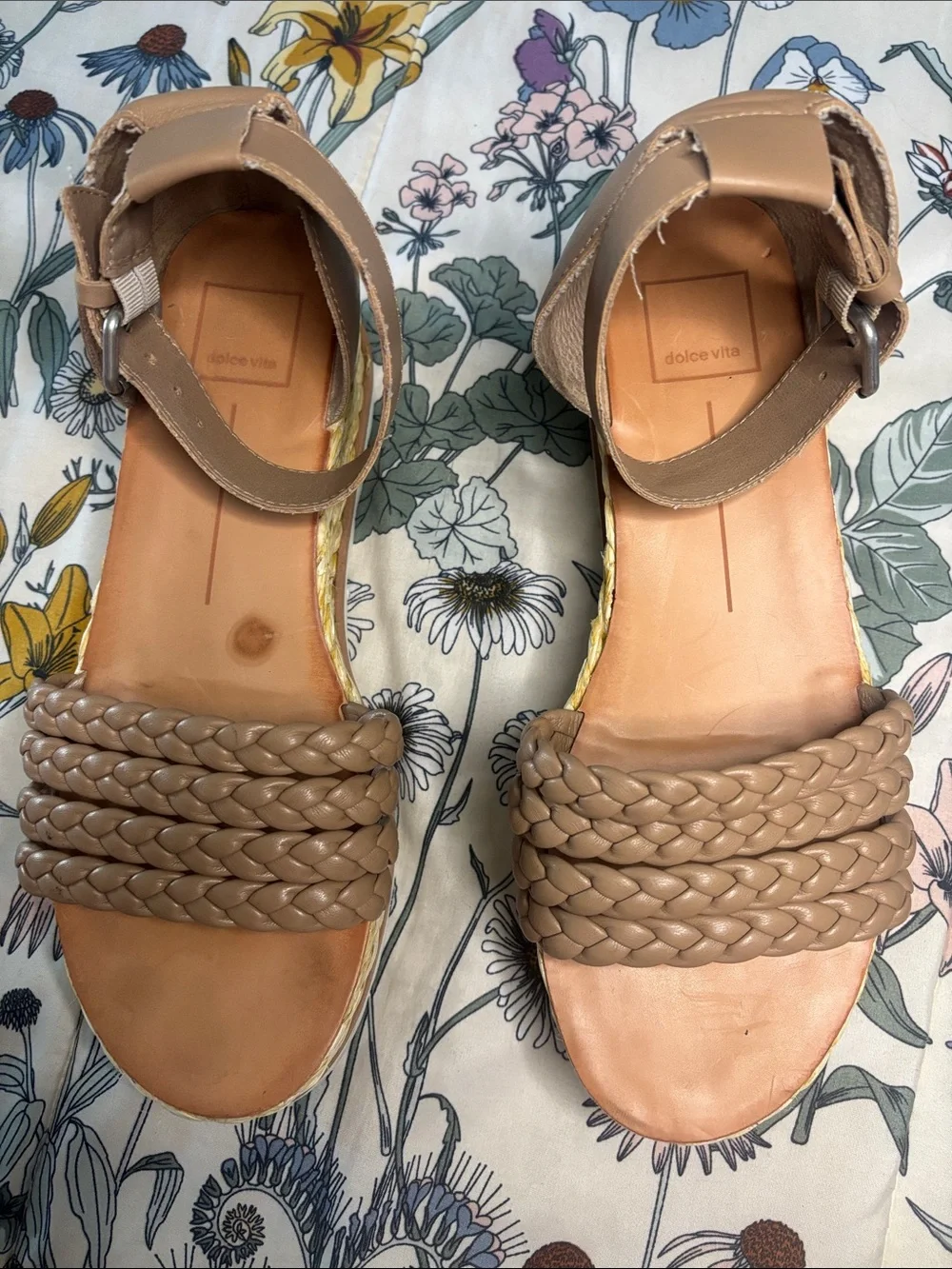 Dolce vita Braided Platform Espadrille Sandals Nude Ankle Strap Women’s size 9 W
